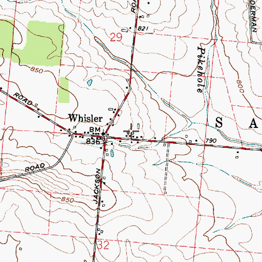 Topographic Map of Whisler, OH