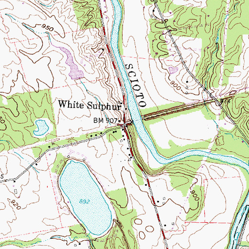 Topographic Map of White Sulphur, OH