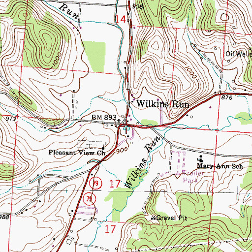 Topographic Map of Wilkins Run, OH