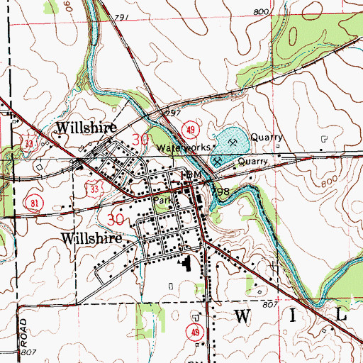 Topographic Map of Willshire, OH
