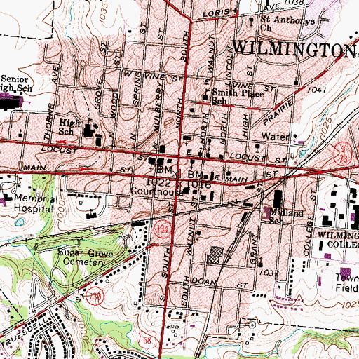 Topographic Map of Wilmington, OH
