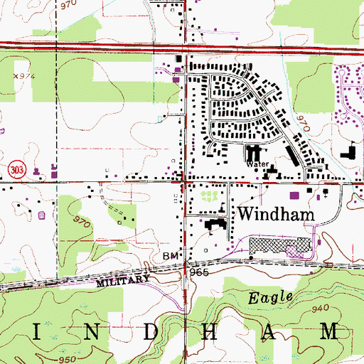 Topographic Map of Windham, OH