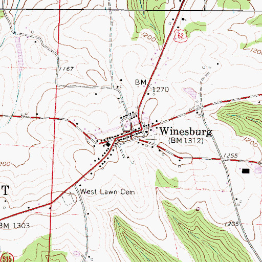 Topographic Map of Winesburg, OH