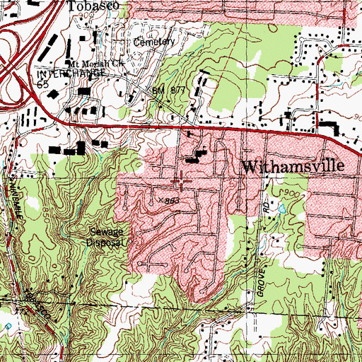Topographic Map of Withamsville, OH