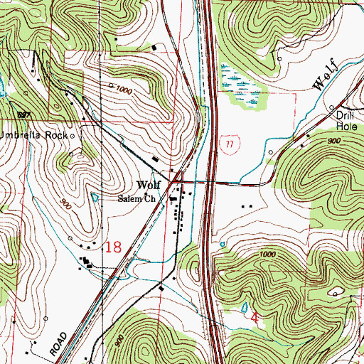 Topographic Map of Wolf, OH