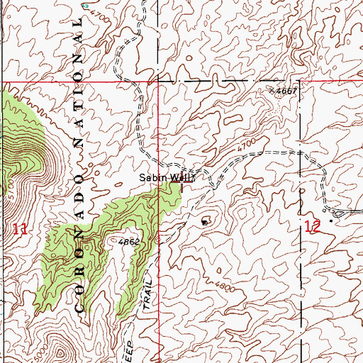 Topographic Map of Sabin Well, AZ