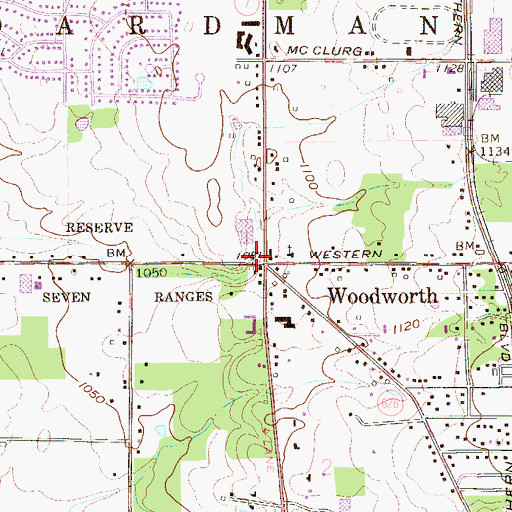 Topographic Map of Woodworth, OH