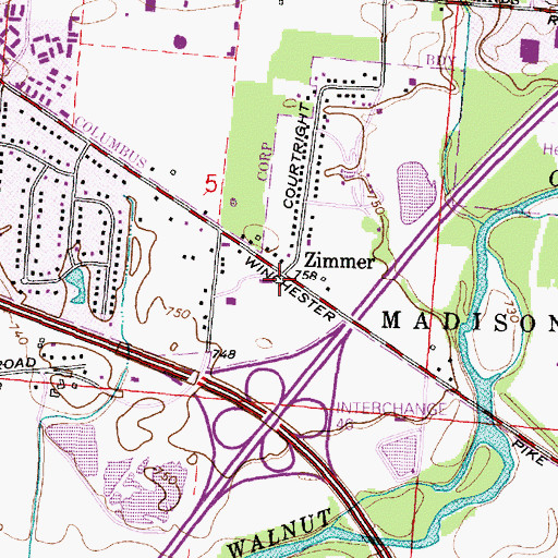 Topographic Map of Zimmer, OH