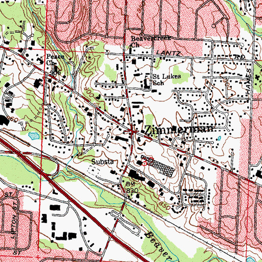 Topographic Map of Zimmerman, OH