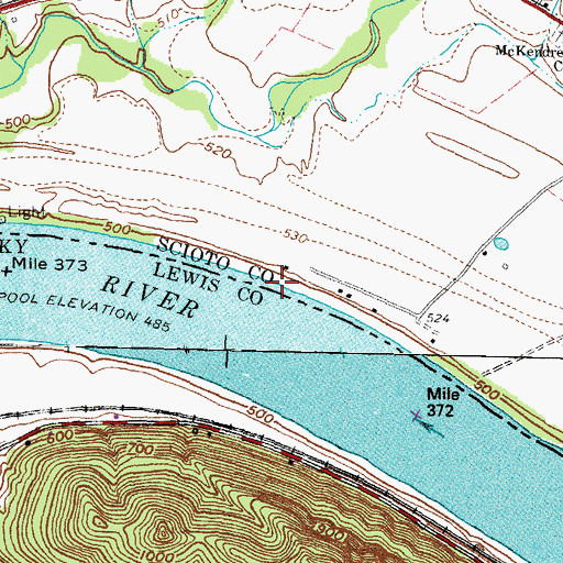 Topographic Map of Wyckoffs Landing, OH