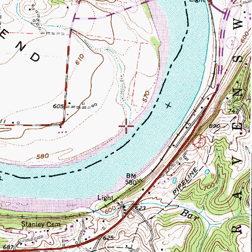 Topographic Map of Williamson Landing, OH