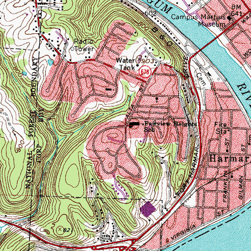 Topographic Map of West Marietta, OH