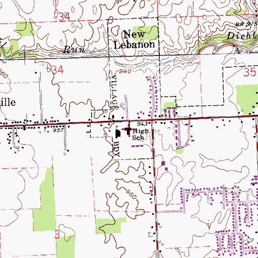 Topographic Map of New Lebanon Middle School, OH