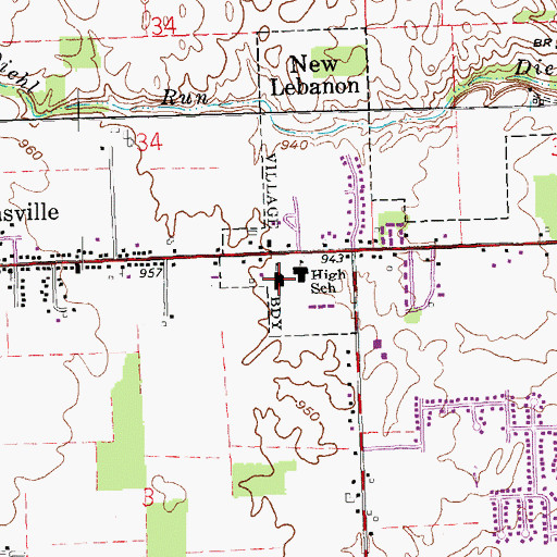 Topographic Map of New Lebanon Elementary School, OH