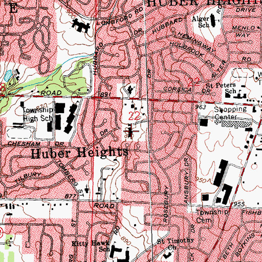 Topographic Map of Shenandoah Elementary School, OH