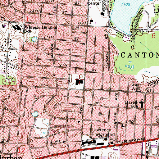Topographic Map of Canton Baptist Temple, OH