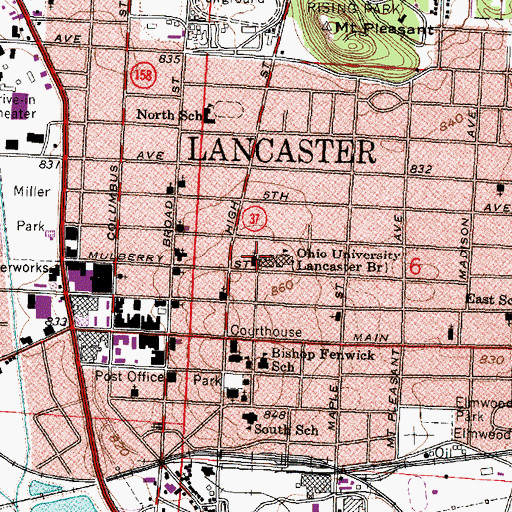 Topographic Map of Emanuel Lutheran Church, OH