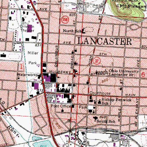 Topographic Map of First Presbyterian Church, OH