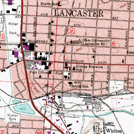 Topographic Map of Saint Mary Roman Catholic Church, OH