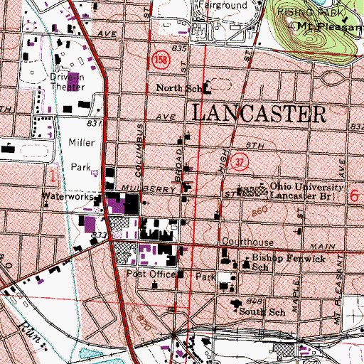 Topographic Map of Saint Peter Lutheran Church, OH