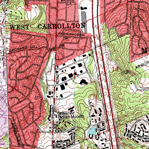Topographic Map of Progress Center Industrial Park, OH