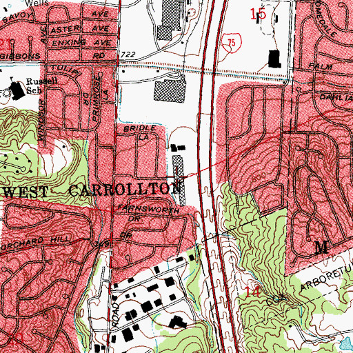 Topographic Map of Commerce Park South, OH