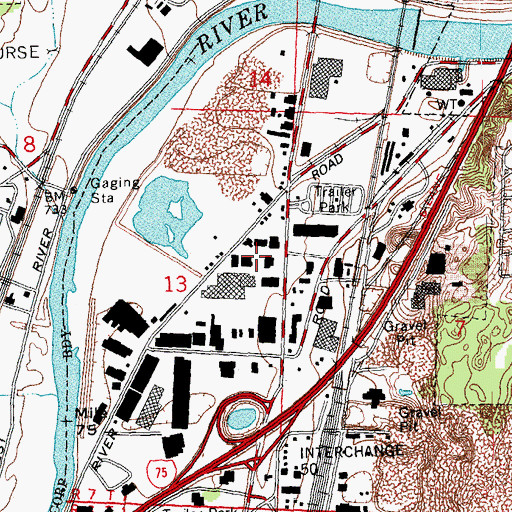 Topographic Map of Moraine Industrial Park, OH