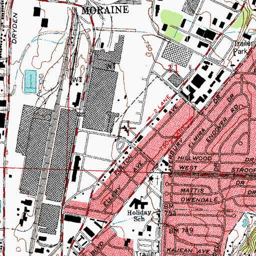 Topographic Map of Kettering Moraine Museum, OH