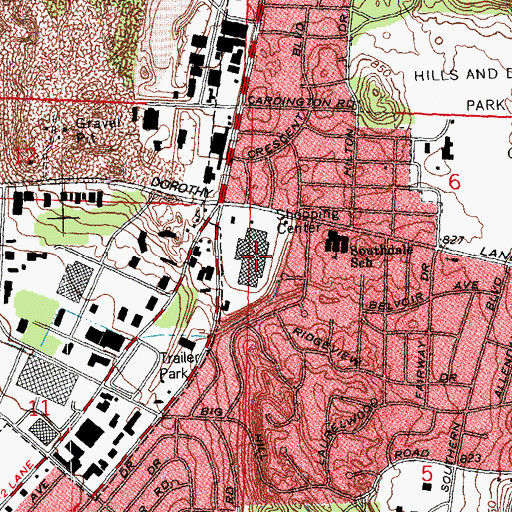 Topographic Map of Hills and Dales Shopping Center, OH