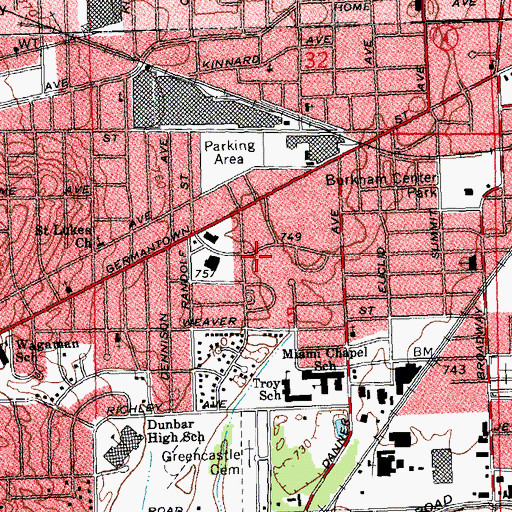 Topographic Map of Gillespie Park, OH