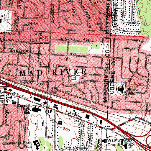Topographic Map of Park Layne Park, OH