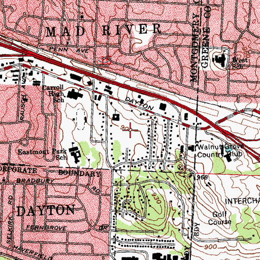 Topographic Map of Will Grove Golf Club, OH