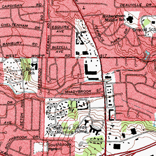 Topographic Map of Donnybrook Park, OH