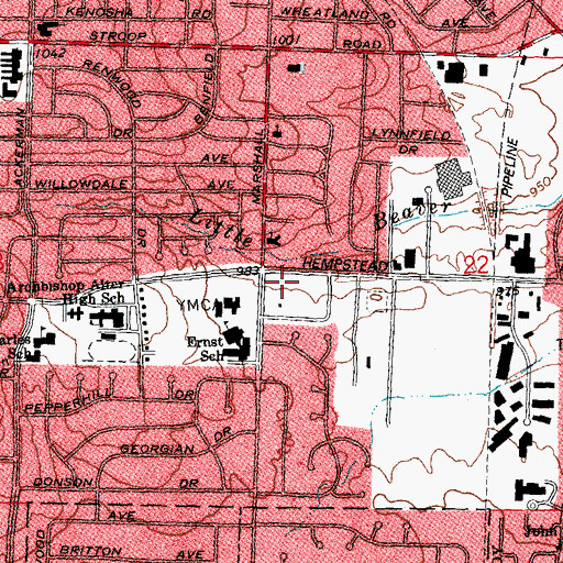 Topographic Map of Ireland Park, OH