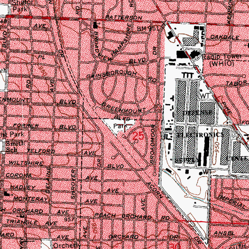 Topographic Map of Jane Newcom Park, OH