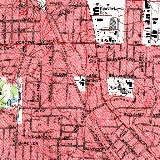 Topographic Map of Rose Miller Recreation Area, OH