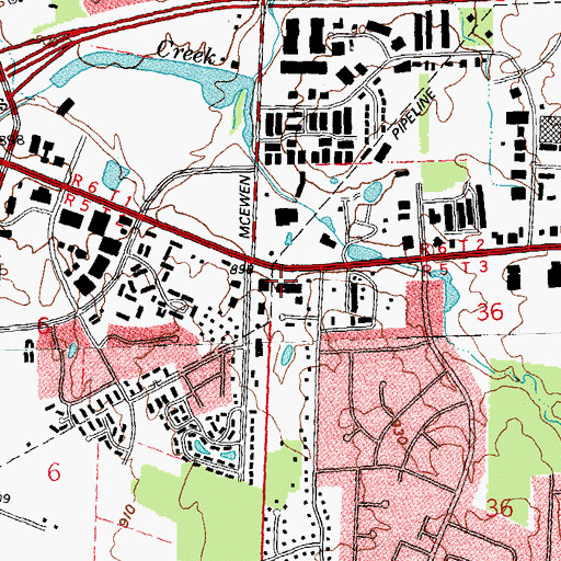 Topographic Map of McEwen Plaza Shopping Center, OH