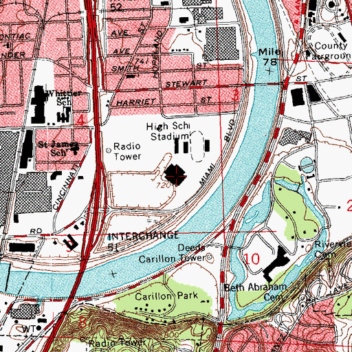 Topographic Map of University of Dayton Arena, OH