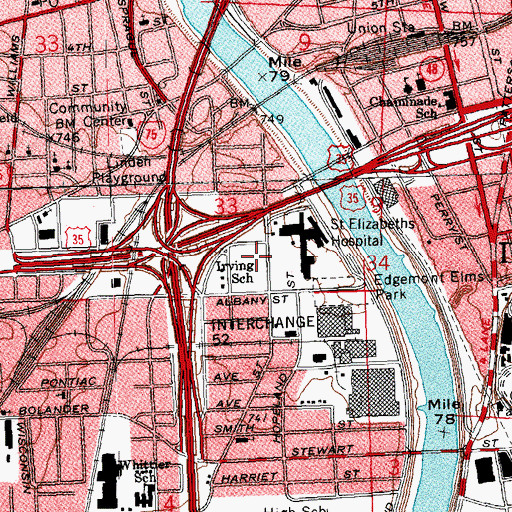 Topographic Map of Irving Park, OH