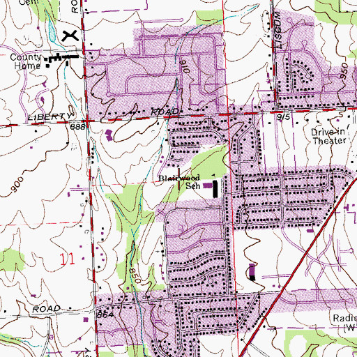 Topographic Map of Blairwood Park, OH