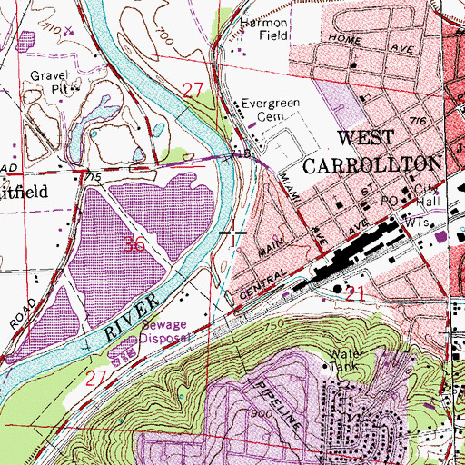 Topographic Map of Allen Park, OH