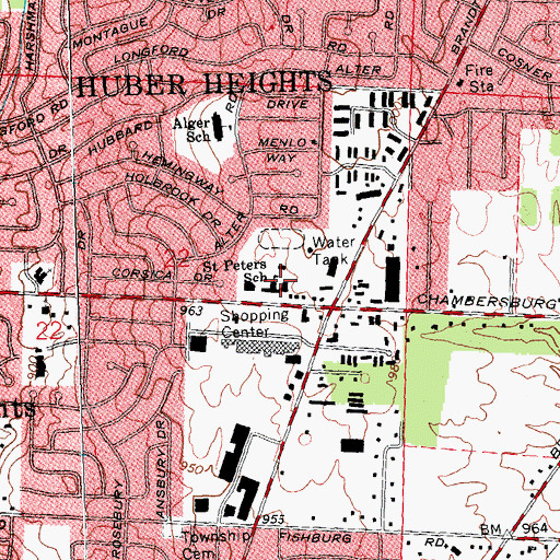 Topographic Map of Saint Peter Catholic Church, OH