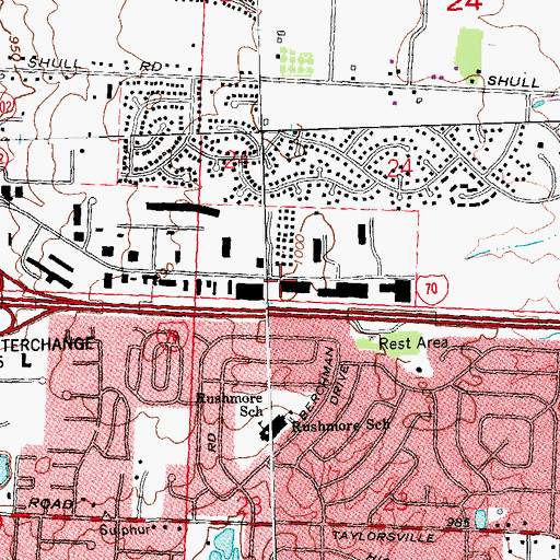 Topographic Map of Interstate Industrial Park, OH
