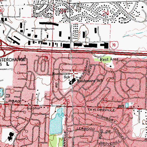 Topographic Map of Rushmore Park, OH