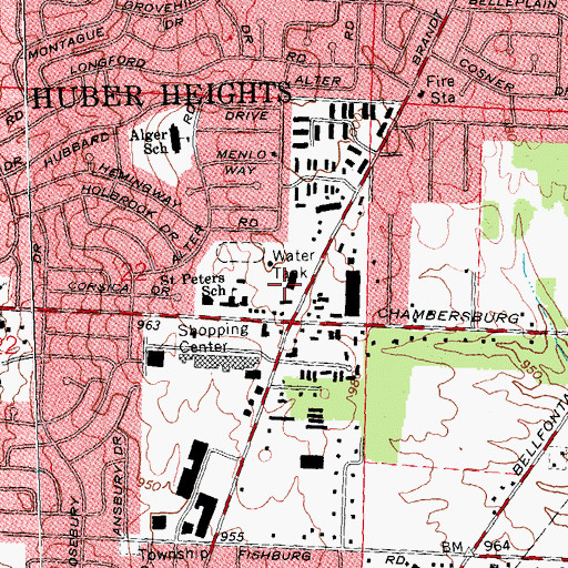 Topographic Map of Brandt Tower Plaza Shopping Center, OH