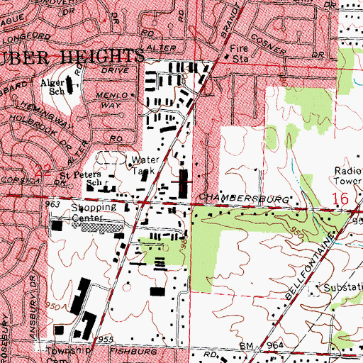 Topographic Map of Goldmans Shopping Center, OH