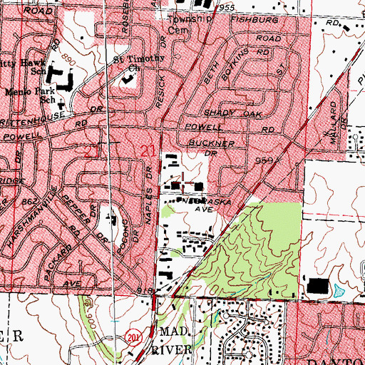 Topographic Map of Gem City Shopping Center, OH