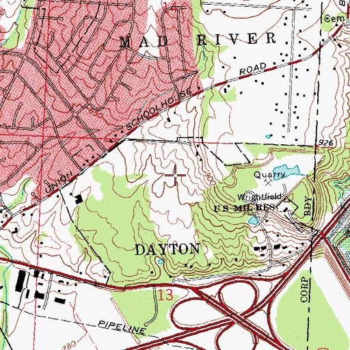Topographic Map of Wrightgate Industrial Park, OH