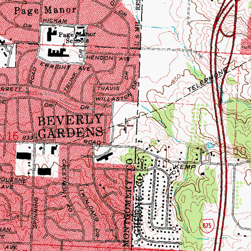 Topographic Map of Shellabarger Park, OH