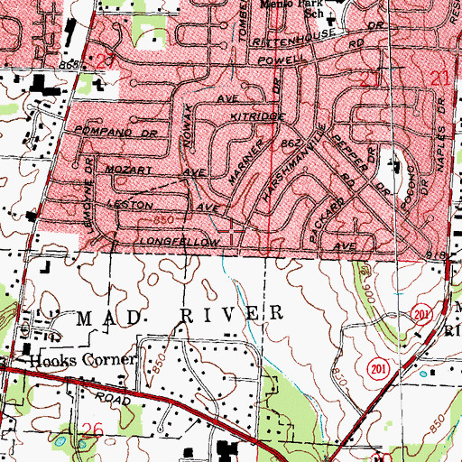 Topographic Map of Leston Park, OH